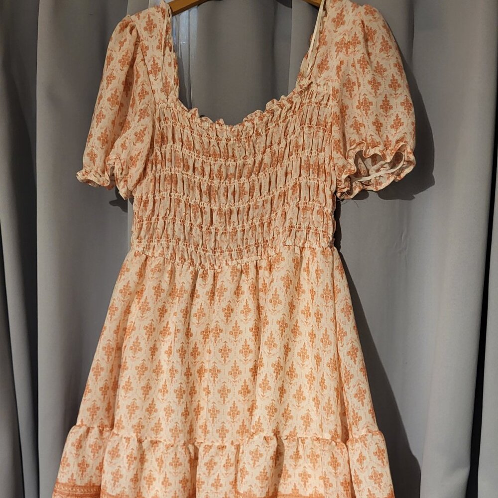 Summery white peachy pink dress by MINE in size womens large